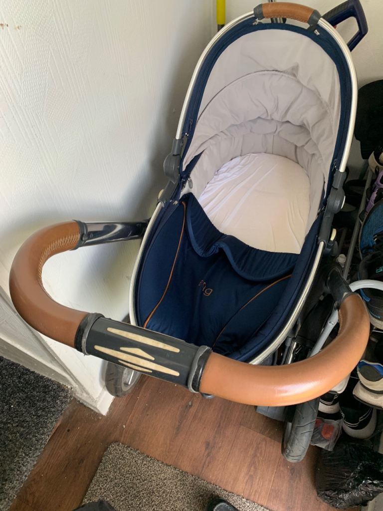 Egg Pushchair in Navy Blue and Tan - Good Condition