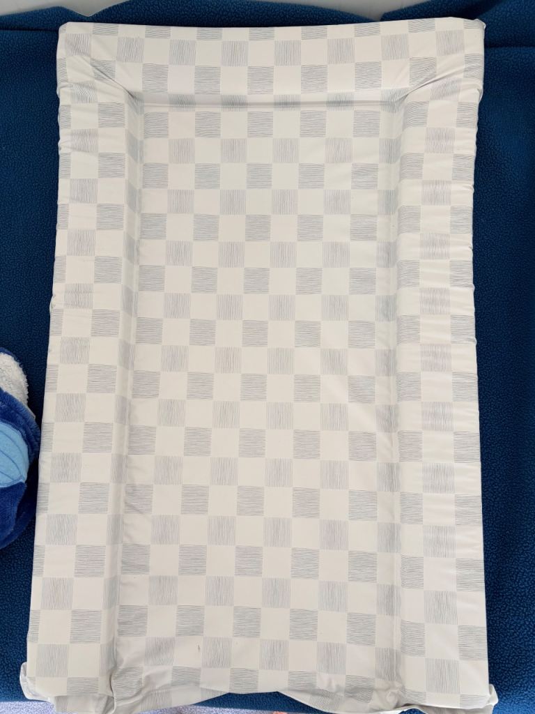 Baby Changing Mat – White Check Pattern, Good Condition