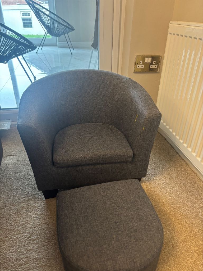 Kids Grey Tub Chair with Matching Footstool