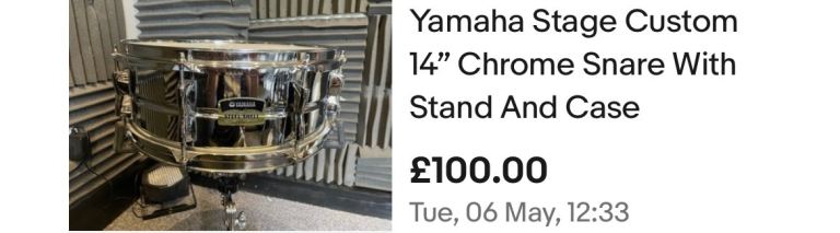 Yamaha Stage Custom 14” Chrome Snare With Stand