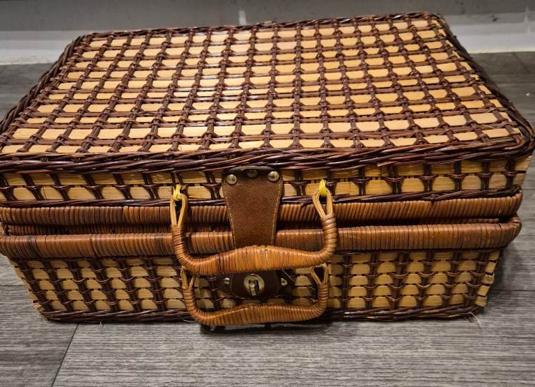 Vintage woven picnic basket