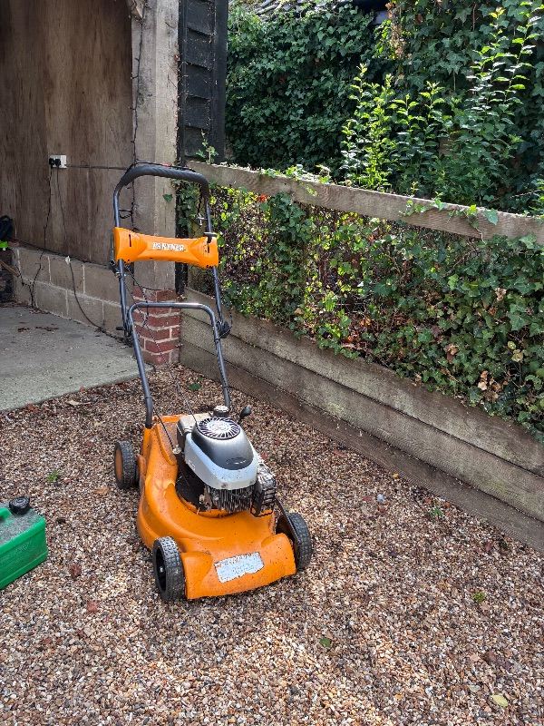 Partner Petrol Lawn Mower – Orange, Fair Condition
