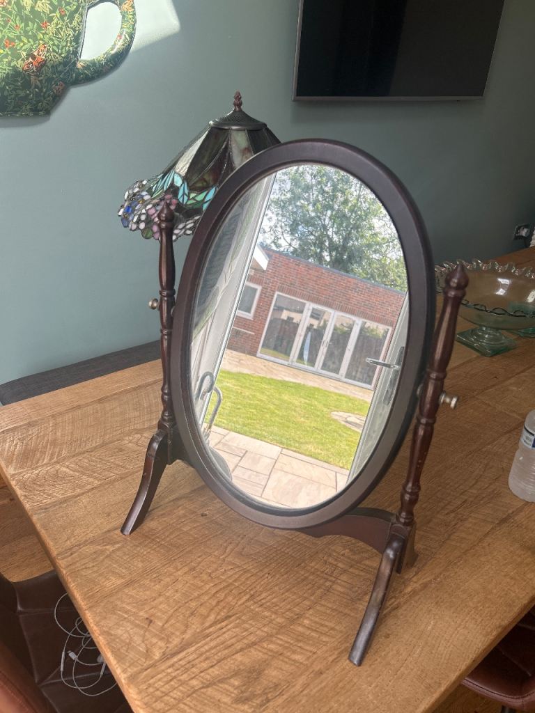 Wooden Oval Dressing Table Mirror – Good Condition