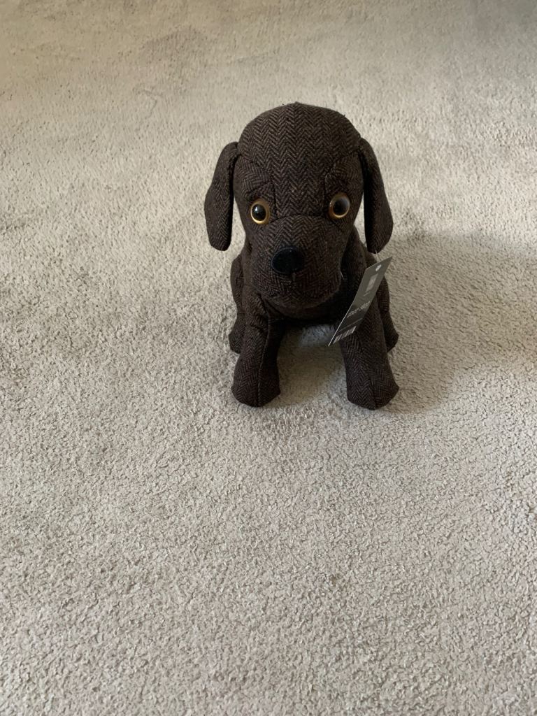 Chocolate Coloured Labrador Design Novelty Door Stop - Weighted - Herringbone Brown