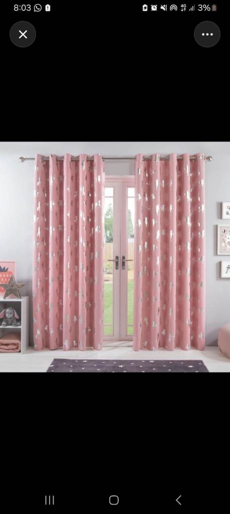Pink Unicorn Eyelet Curtains 