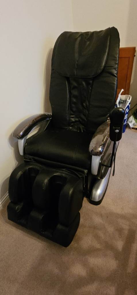 Navy Leather Massage Recliner Chair - Perfect Condition