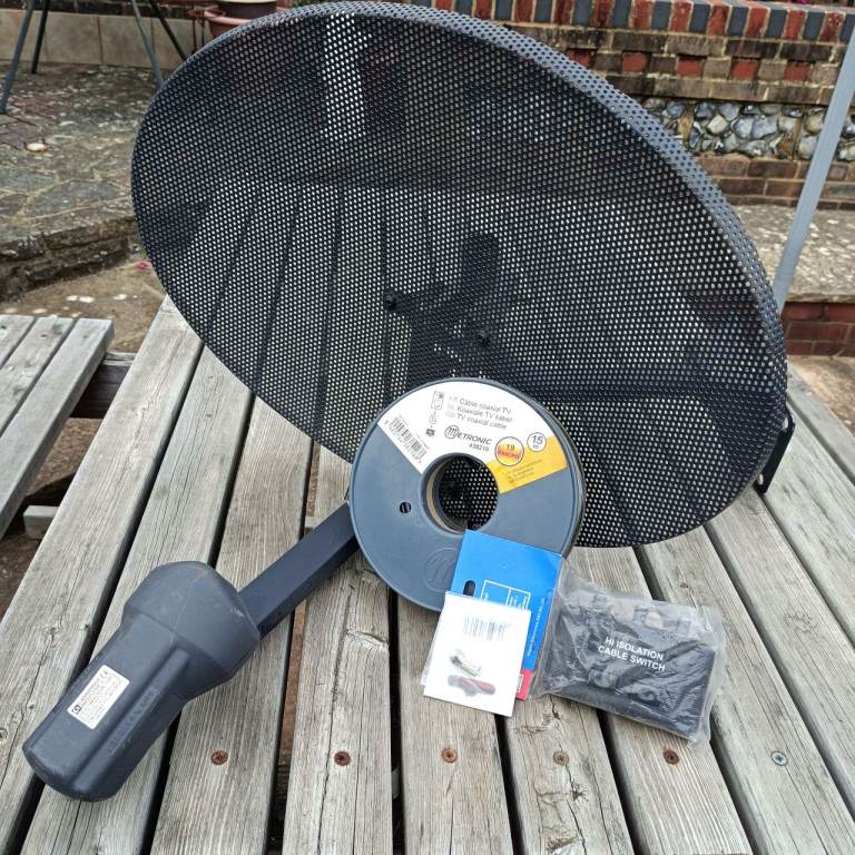 Satellite Dish with Cable and Accessories – Good Condition