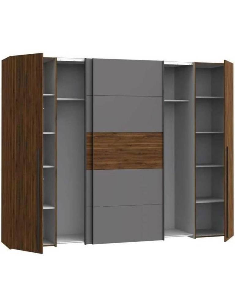 Boxed Wayfair sliding door wardrobe brown and grey