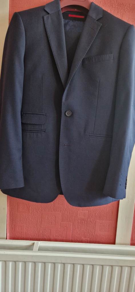 Ted Baker London Men’s 3-Piece Navy Suit – 36R Jacket & Waistcoat / 30R Trousers – Wool Blend