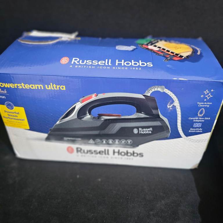 Russell Hobbs Powersteam Ultra Black Steam Iron 3100W – Excellent Condition