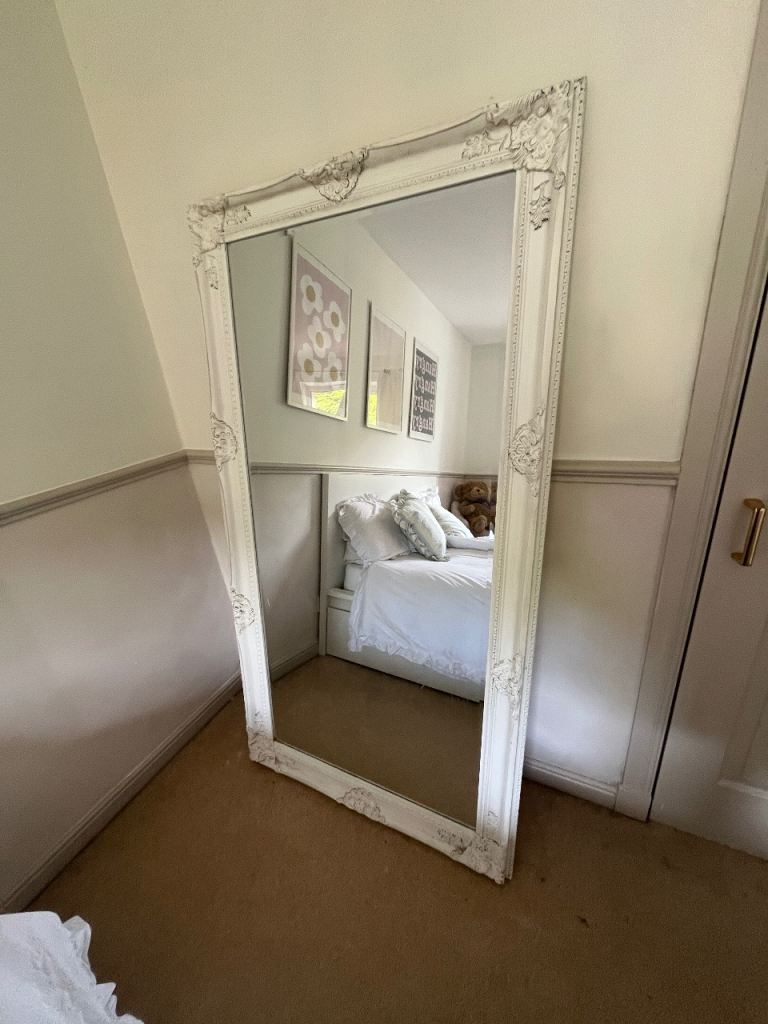 Large Ornate French Style Leaner Mirror – 170x90cm – White