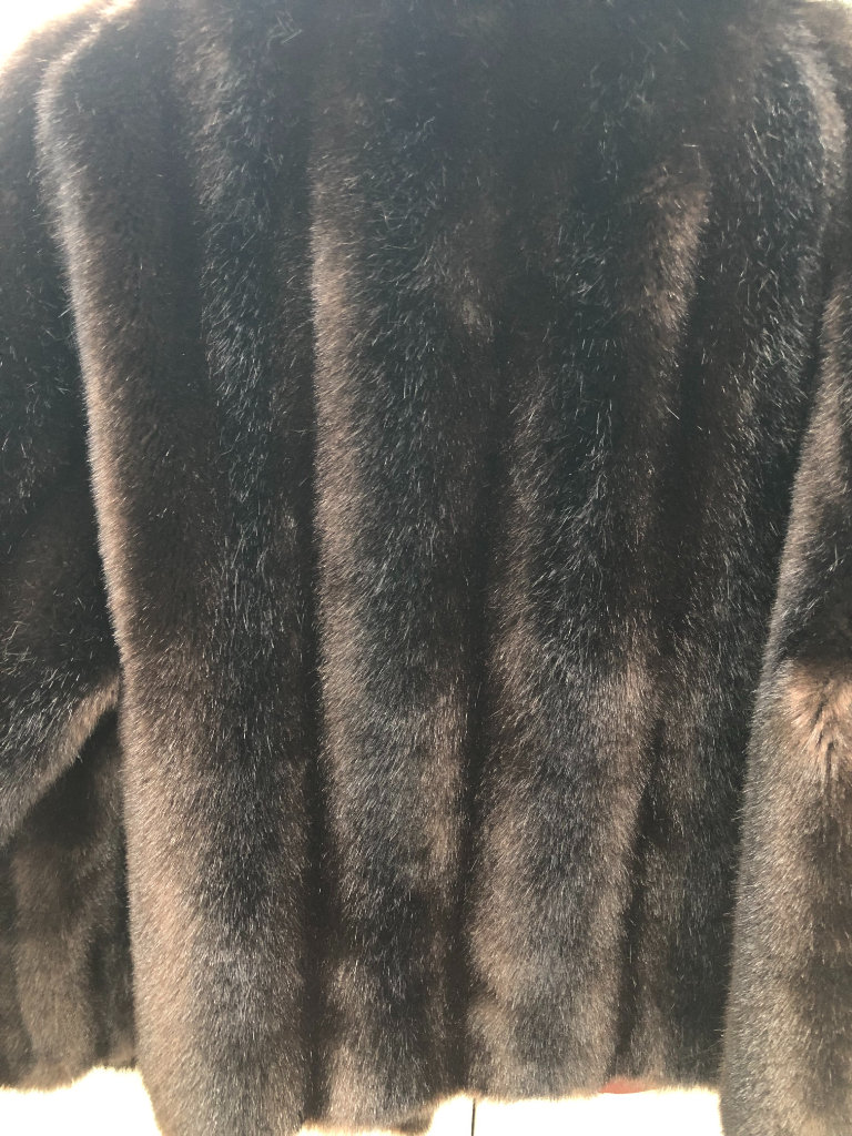 Vintage Tissavel black/brown faux fur jacket S/M ONO - VG vintage condition