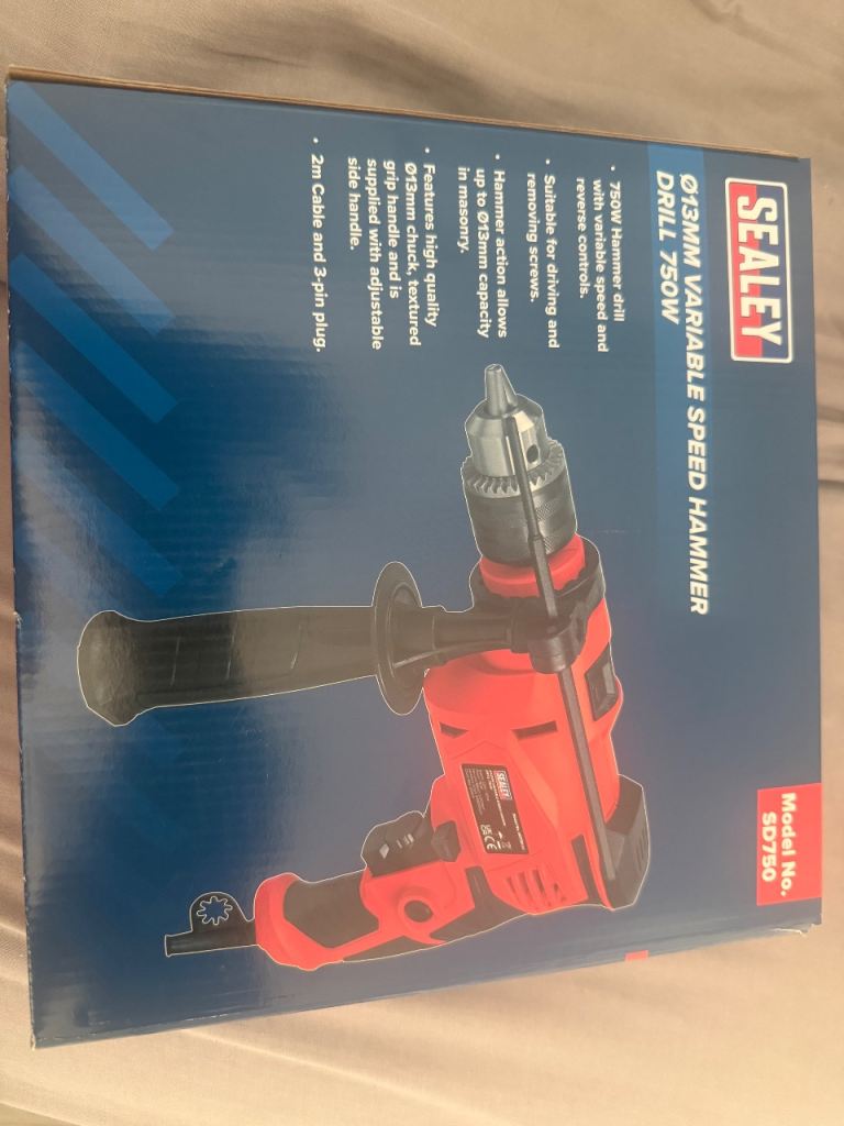 Sealey SD750 750W Variable Speed Hammer Drill - New in Box