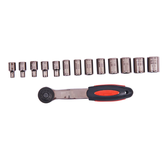 14Pcs 1/4" Socket Wrench Set with Metric Sockets Multi-Size Repair Tool Kit