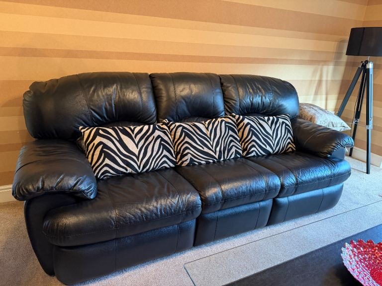 Black recliner sofas £50 each Good condition - 1x three seater and 1x 2 seater 