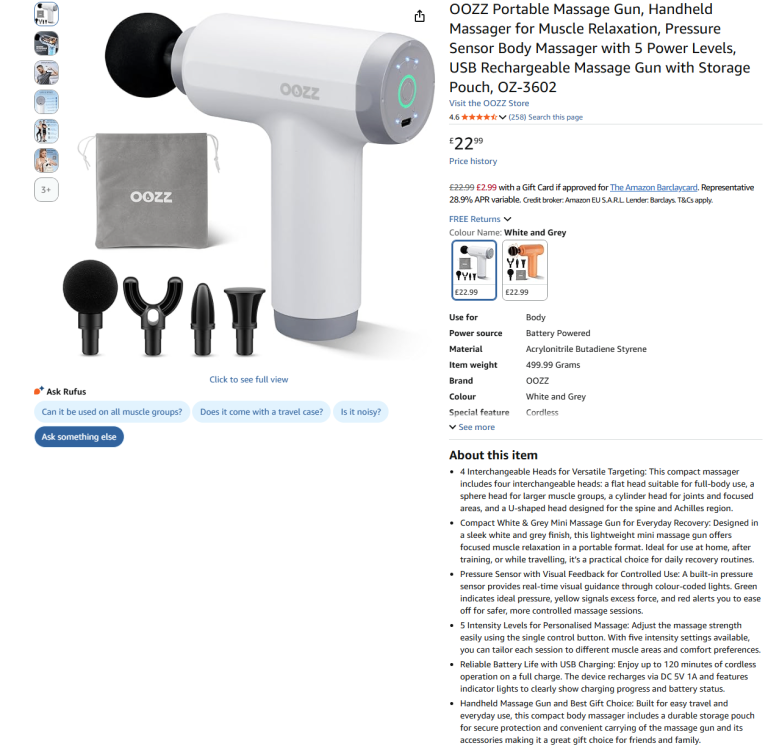 Brand New Handheld Massage Gun - USB Rechargeable + Pouch - Half price