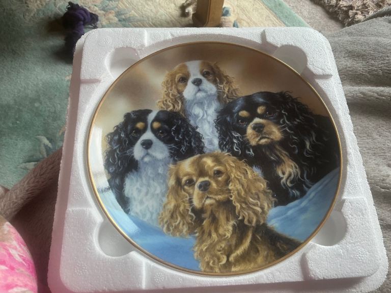 Decorative Plate 'Four Kings' Cavalier King Charles Spaniel - Excellent Condition