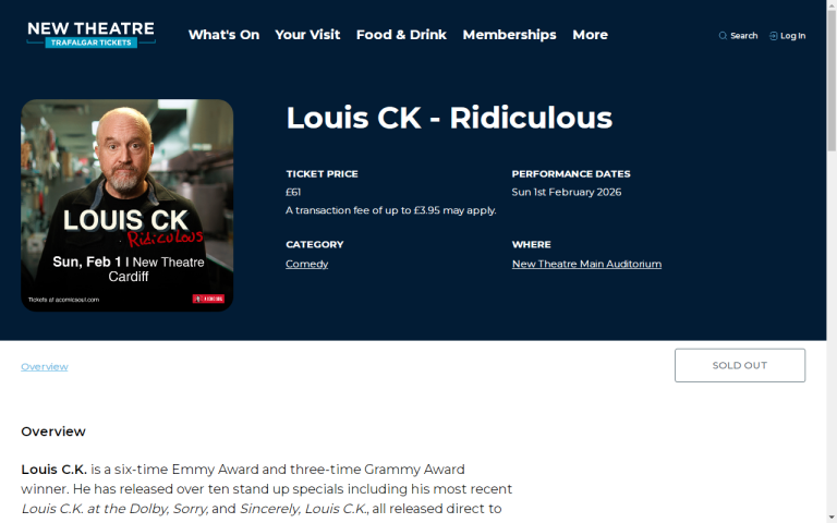 1 x ticket for Louis CK @ New Theatre on Sunday Feb 1st