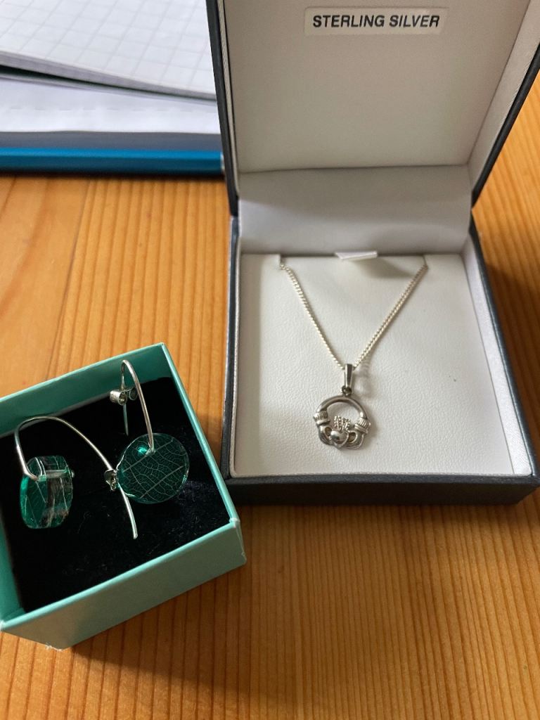 Sterling silver necklace and earrings