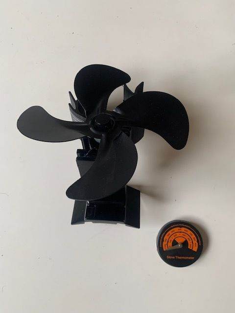 Wood Stove 4 Blade Magnetic Log Burner Fireplace Fan with Magnetic Thermometer