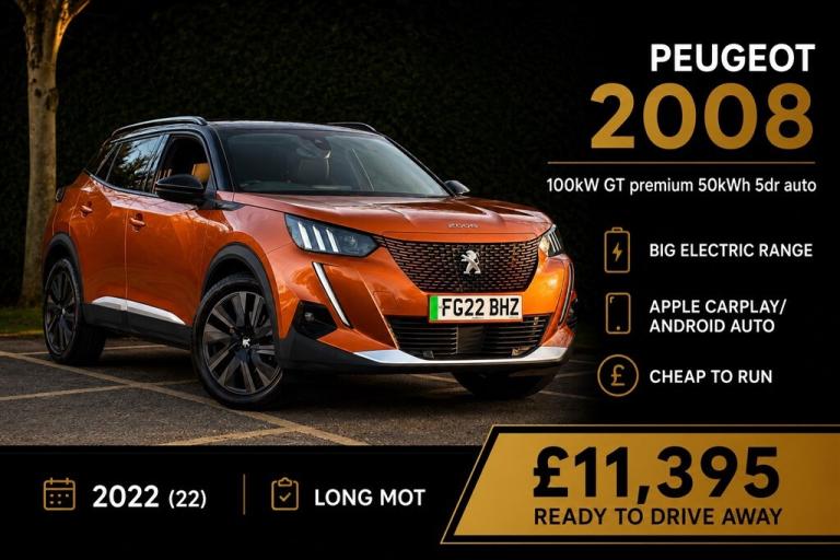 2022 Peugeot 2008 100kW GT Premium 50kWh 5dr Auto Hatchback Electric Automatic