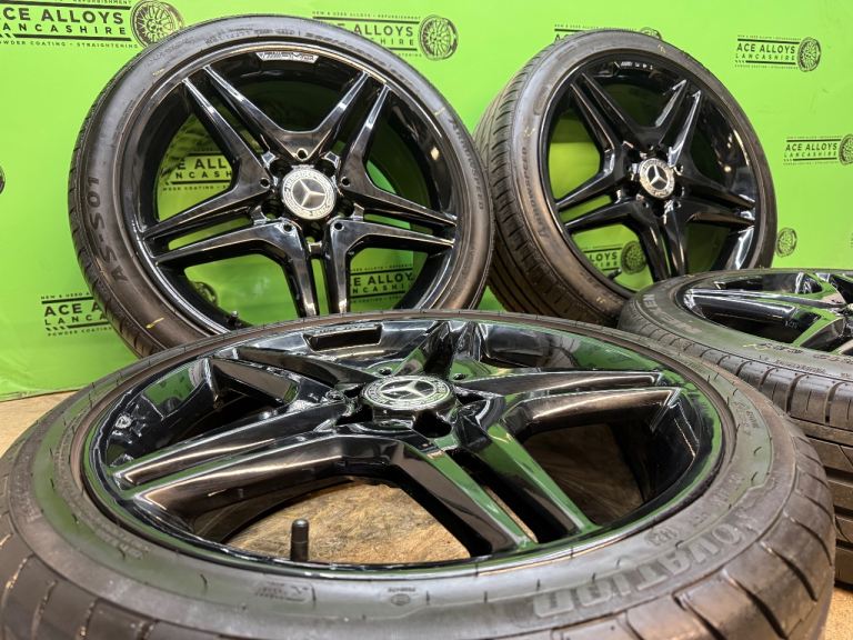 GENUINE MERCEDES OEM A CLASS CLA AMG 18” 5x112 ALLOY WHEELS + GOOD TYRES   