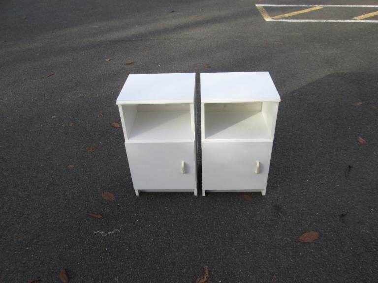 image for TWO WHITE BEDSIDE CABINETS at HAVEN TRUST CHARITY SHOP