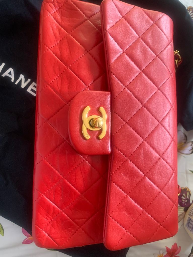 Red medium classic Chanel bag