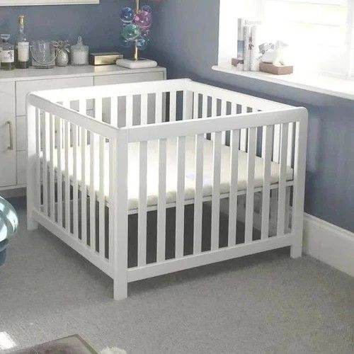 Anita's House. Poppy Adjustable Base Wood Playpen + Little Green Sheep Mattress.