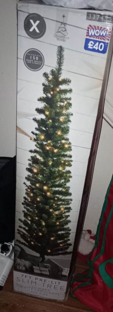 Christmas tree - prelit, tall and thin 
