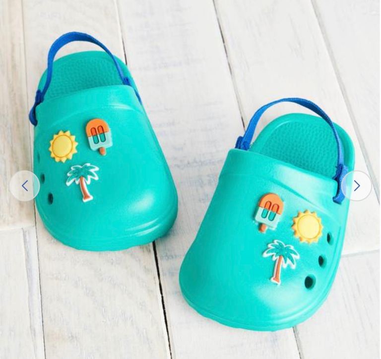Bright Green Badge Ankle Strap Clogs 3-6 months