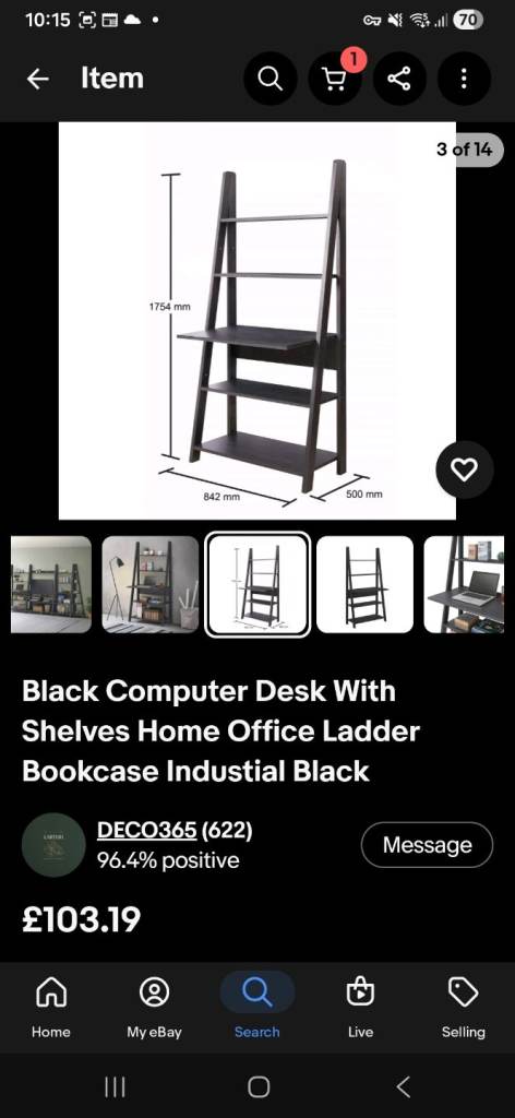 Computer desk with shelves