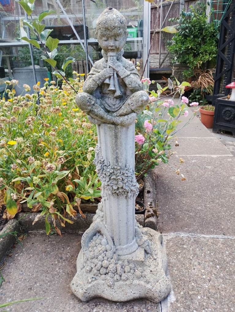 Garden Stone Ornaments - Boy Playing Flute & Female Torso