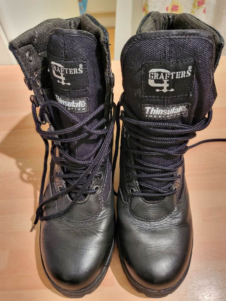 Grafters Black Boots UK6 M668A Leather and Nylon Police Boots Thinsulate M668A