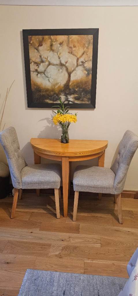 Oak space saver doning table