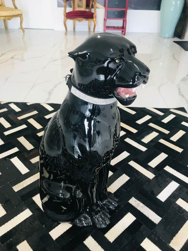 NEW CERAMICHE BOXER BLACK PANTHER STATUE ORNAMENT HEIGHT 71CM