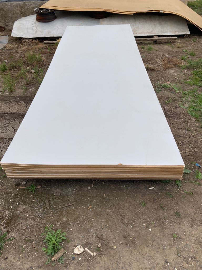 White faced hardboard sheets 