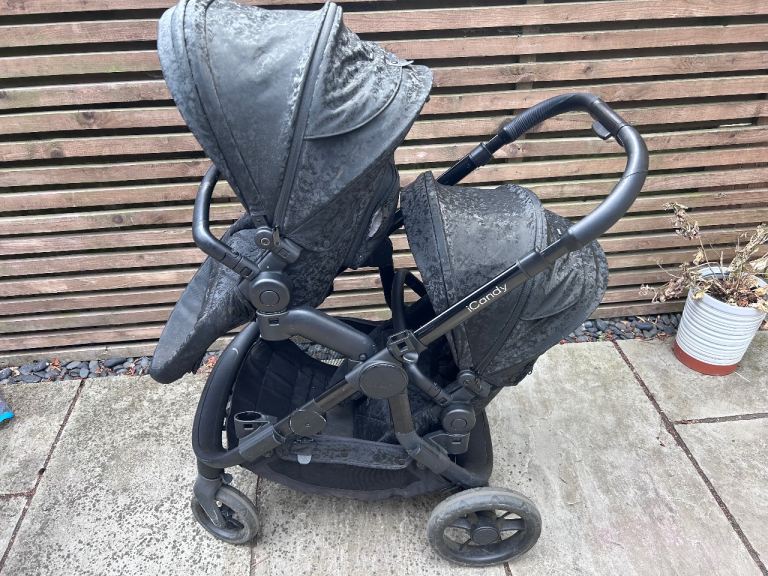 iCandy Double Pram Twin Stroller – Black, Good Condition