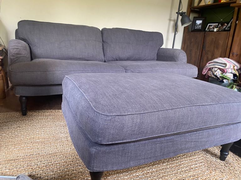 IKEA Stocksund 3-seater sofa-assorted footstool and extra sofa covers