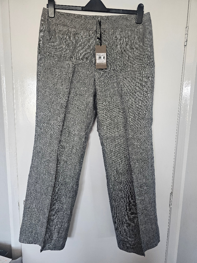 Ladies pure linen grey trousers size 14 new