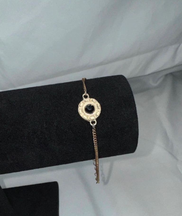 Gold & Black Stone Circle Bracelet