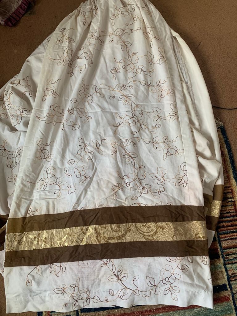 2 piece white embroidered curtains 