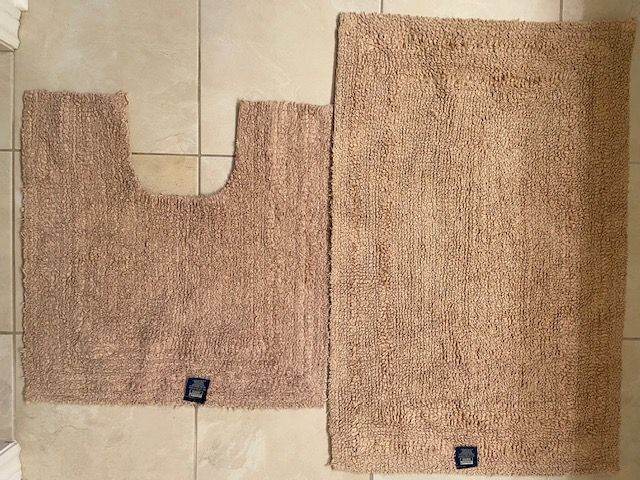 Brown soft bathroom sink & toilet floor mats
