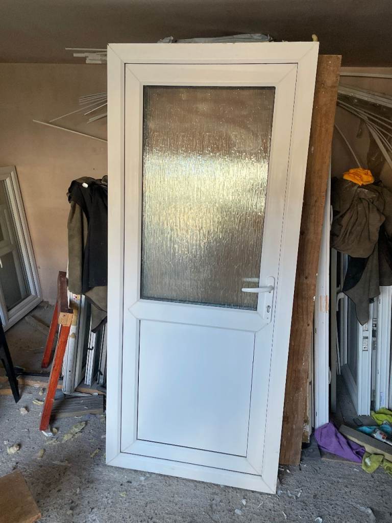 UPVC DOOR 201.5 x 86.5 cm - BEAUTIFUL UPVC DOUBLE GLAZED DOOR - OBSCURE GLASS (REF: DX201)
