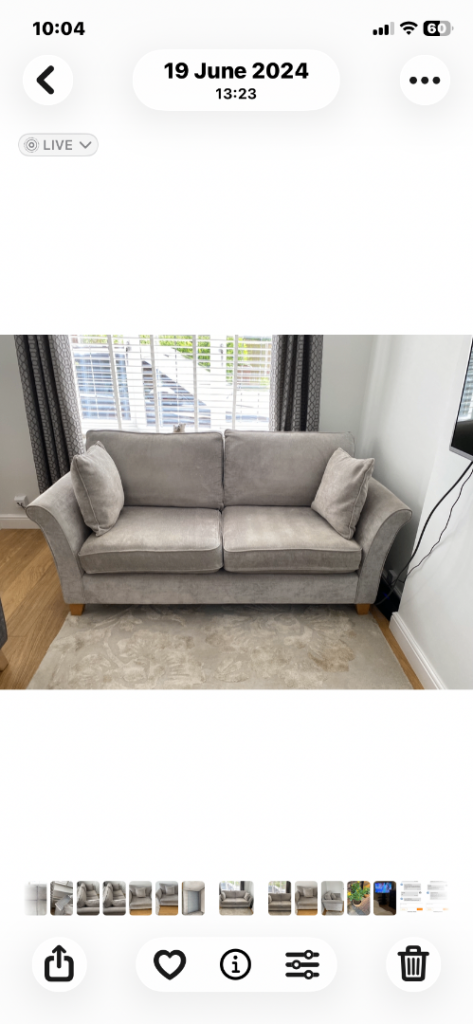 Good Condition 3 Seater Grey Sofa and Matching Snuggle Chair