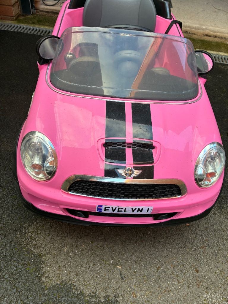 Pink electric Mini Cooper kids car 