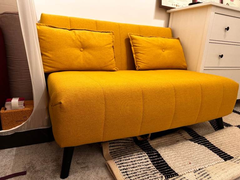 🛋️ M&S Dylan Small Double Fold-Out Sofa Bed – Ochre Yellow