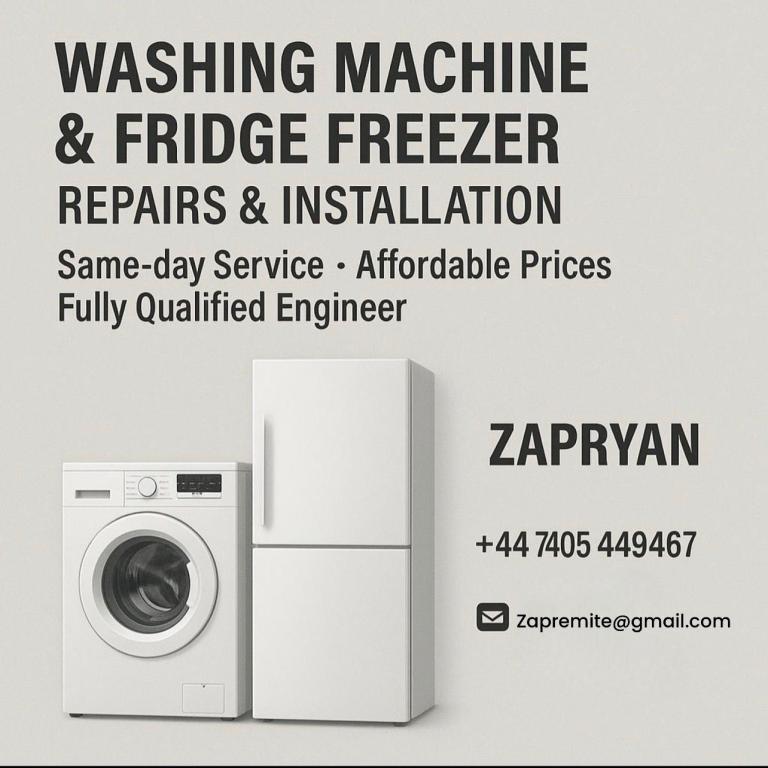 Washing  machine fridge freezer cooker install and repairs for more just call me 