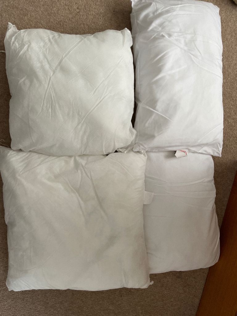 Four White Cushion/Pillow Inserts – Good Condition