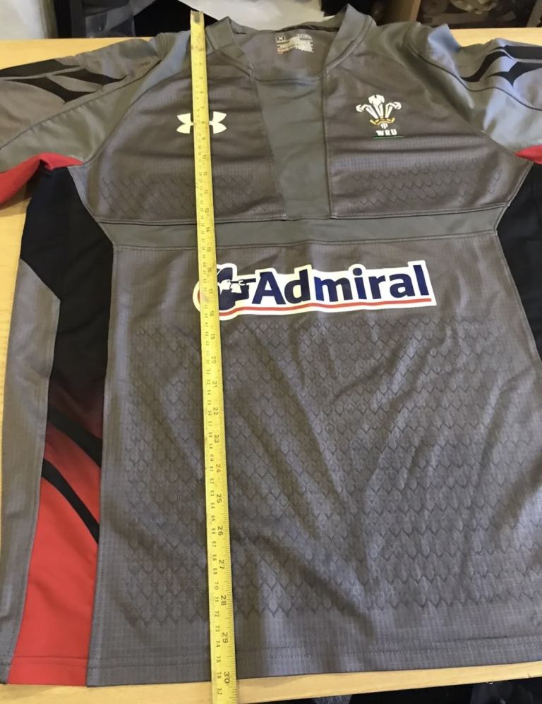 Wales Under Armour Grey And Red Away Rugby Shirt Admiral, Mens XL